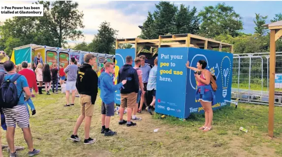  ??  ?? Pee Power has been trialled at Glastonbur­y