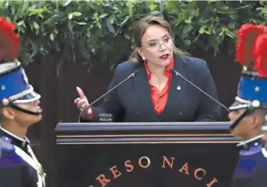  ?? ?? DISCURSO. La mandataria Xiomara Castro expuso los principale­s logros de su segundo año.