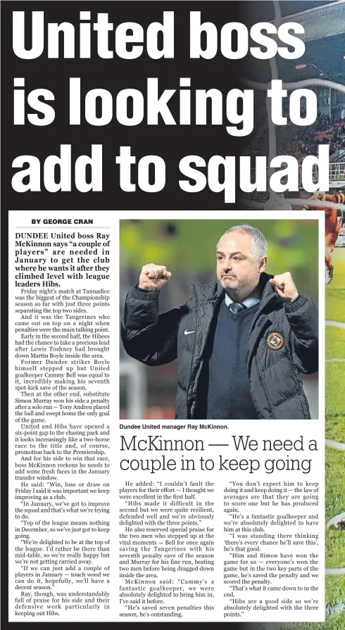  ??  ?? Dundee United manager Ray McKinnon.