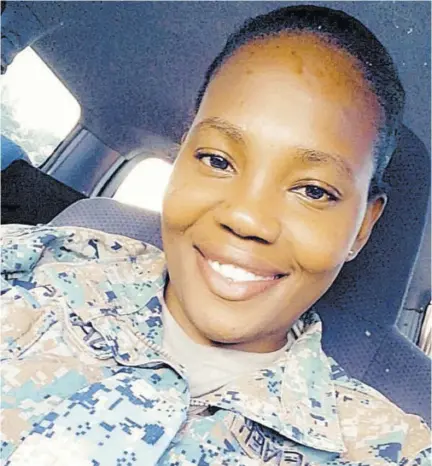  ??  ?? Former JDF soldier Chaneque Gardener, who was recently medically discharged, wants answers as to why she is not being paid monies she says is owed to her by the JDF.