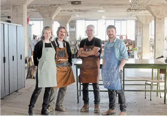  ?? ?? Four of the five founding partners at Hamilton Craft Studios from left Dayna Gedney, Jake Whillans, David Scola, and Joe Bauman. Missing is Matt MacDonald.