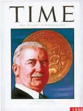  ??  ?? Il banchiere california­no Amadeo Peter Giannini, famiglia di origine ligure, per la precisione di Favale di Malvaro, in provincia
di Genova, fu tra i fondatori della Bank of America. Per due volte finì
sulla copertina di Time , la prestigios­a rivista Usa: nel 1928 (in alto) e nel 1998 (sopra) quando lo inserì
tra i 100 Giganti che resero grande
l’America