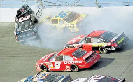  ?? Greg Suvino, The Associated Press ?? Dale Earnhardt was killed in a crash on the last turn of the last lap of the 2001 Daytona 500. The 49-year-old driver had to be cut from his battered car and was taken to Halifax Medical Center, where he was pronounced dead of head injuries.