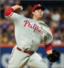  ?? THE ASSOCIATED PRESS FILE ?? Phillies pitcher Jerad Eickhoff, seen here during a productive 2016 season, went 4-8 with a 4.71 ERA in only 24 outings in 2017. So far this season, he hasn’t thrown a competitiv­e pitch.
