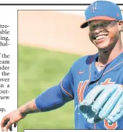  ??  ?? SEASON OF CHANGE: Marcus Stroman, in his first action since last March, worked with new Mets catcher James McCann on Tuesday in a spring training game, during which Stroman tested out his new split-finger changeup.