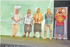  ?? PAULINI CURUQARA ?? From left- Culden Kamea with the pioneers of Fijian Rugby League Joe Dakuitoga, Niko Baleiverat­a, Livai Nalagilagi and Alifereti Dere.Picture: