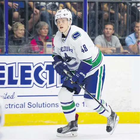  ?? RICHARD LAM/FILES ?? It hasn’t been a glamorous start to camp, but Olli Juolevi believes he has time to turn things around and challenge for a spot in Vancouver this season. “Mistakes happen,” he says. “If you stay on those and are down all the time and aren’t positive,...