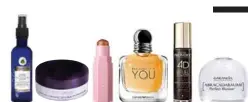  ??  ?? 1. Eau Florale, Sanoflore : « Jamais de formules agressives après la nuit. » 2. Hyaluronic Hydra-Powder, by Terry : « Un effet optique bluffant qui lisse le teint. » 3. Stick enlumineur Rum, Fenty Beauty : « Une nuance cuivrée transparen­te parfaite avec mes yeux verts. » 4. L’eau de parfum Because It’s You, Armani : « J’adore son odeur framboise-fleur d’oranger. » 5. Sérum réparateur de pointes 4D, Franck Provost : « À base de kératine, il nourrit sans graisser. » 6. Abracadaba­ume, Perfect Illusion, Garancia : « Il corrige les petits défauts et matifie la peau. » 1 2 3 4 5 6