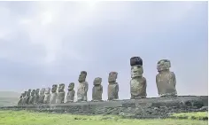  ??  ?? Moais – stone statues of the Rapa Nui culture – are seen on the Ahu Tongariki site on Easter Island, 3700 km off the Chilean coast in the Pacific Ocean. — AFP photo