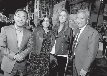  ?? Eric Charbonnea­u Invision ?? JACK GAO, left, at the March premiere of “Kong: Skull Island” with Warner Bros. marketing and distributi­on chief Sue Kroll, Legendary production chief Mary Parent and Warner Bros. Chairman Kevin Tsujihara.