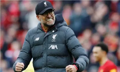  ?? Photograph: Phil Noble/Reuters ?? Jürgen Klopp will lift the Premier League trophy with his Liverpool squad at Anfield on Wednesday.