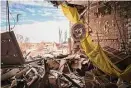  ?? On Feb. 19. Vadim Ghirda/AP ?? An operating light hangs from the ceiling of the destroyed surgery section of the hospital in Izium, Ukraine,