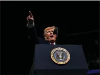  ?? The New York Times/ERIN SCHAFF ?? President Donald Trump speaks to the crowd Tuesday evening at the Amway Center in Orlando, Fla.