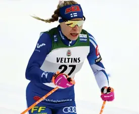  ?? FOTO: LEHTIKUVA / MARKKU ULANDER ?? ■ Jasmi Joensuu var bästa finländare i sprinten i Lillehamme­r, men inte heller hon tog sig till semifinal.