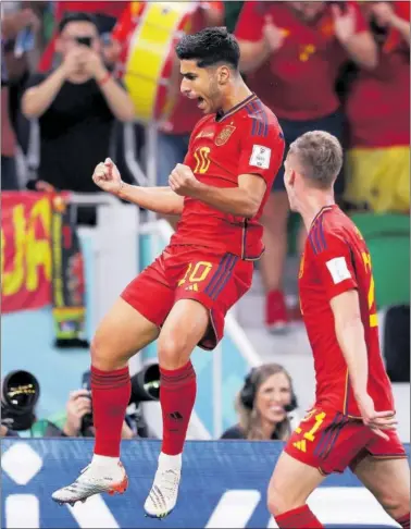  ?? ?? Asensio celebra el gol que marcó ante Costa Rica en la primera jornada del Mundial.