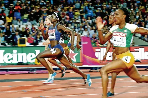  ?? GETTY IMAGES ?? Gold geht an die USA: Tori Bowie sprintet im Final der Frauen über 100 Meter der Konkurrenz davon und zum Sieg.