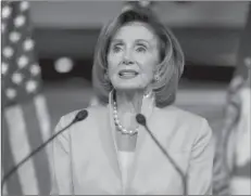  ??  ?? WASHINGTON
Speaker of the House Nancy Pelosi meets with reporters at the Capitol in Washington.
-AP