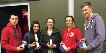  ??  ?? The Bannow-Ballymitty musicians (from left): Tom Reville, Kiera Reville, Dearbhla Daly, Jessica Reville and Paul O’Sullivan.