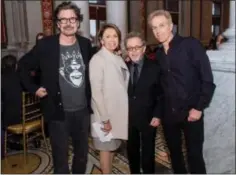  ??  ?? COURTESY OF ASCAP FOUNDATION “WE WRITE THE SONGS” From left, Eric Bazilian, Rep. Nancy Pelosi, Paul Williams, Rob Hyman.