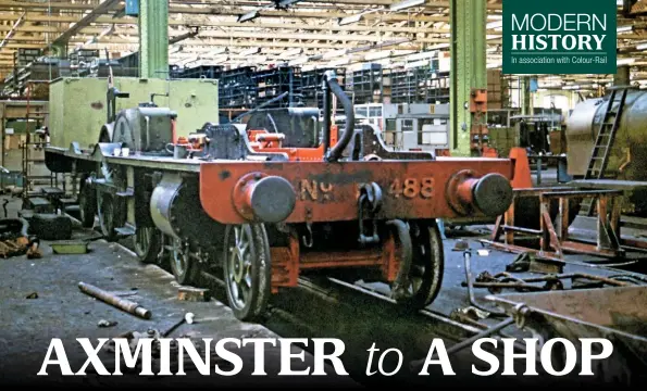 ?? FRANK HORNBY/ COLOUR RAIL ?? Where ‘Castles’ and ‘Kings’ once reigned, a foreign LSWR Adams 4-4-2T, No. 488, is stripped in Swindon’s famous A shop on December 10 1972. Its boiler stands to the right.