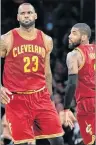  ?? AP PHOTO ?? Cleveland Cavaliers guard Kyrie Irving, right, didn’t mention LeBron James during a video he posted on Instagram after being traded to Boston.