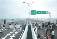  ?? PARKER ZHENG / CHINA DAILY ?? Media visit the Hong Kong-Zhuhai-Macao Bridge Hong Kong Section before opening to traffic, Oct 19, 2018.
