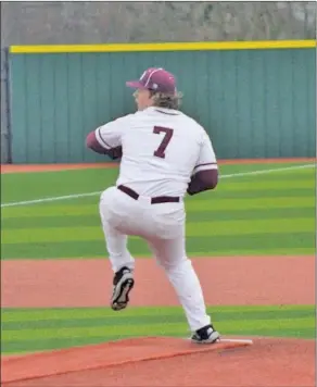  ?? TONY LENAHAN/THE Saline Courier ?? Benton junior Jake Jones, 7, throws a pitch in a game earlier this season. Jones earned All-state honors after a dominating season on the mound and good year at the plate.