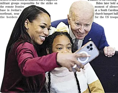  ?? KENT NISHIMURA/AGENCE FRANCE-PRESSE ?? UNITED States President Joe Biden takes pictures with attendees as he attends the Brookland Baptist Banquet Center for their ‘Sunday Lunch’ in West Columbia, South Carolina.