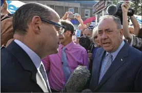  ??  ?? Referendum row: Nick Robinson and Alex Salmond in September 2014