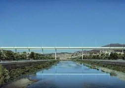  ??  ?? Come sarà Il rendering del nuovo Ponte Morandi firmato da Renzo Piano