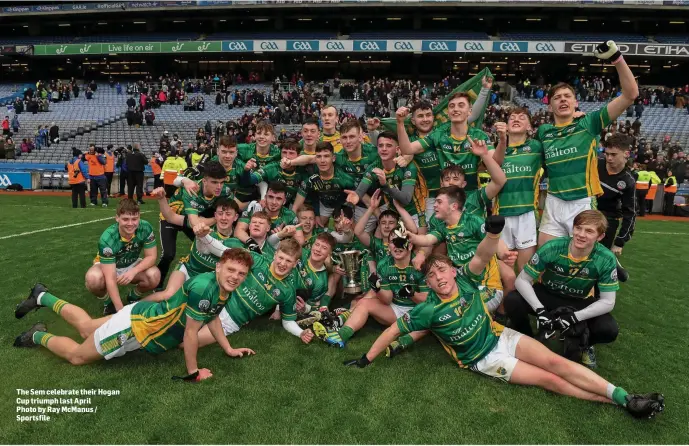  ?? Photo by Ray McManus / Sportsfile ?? The Sem celebrate their Hogan Cup triumph last April