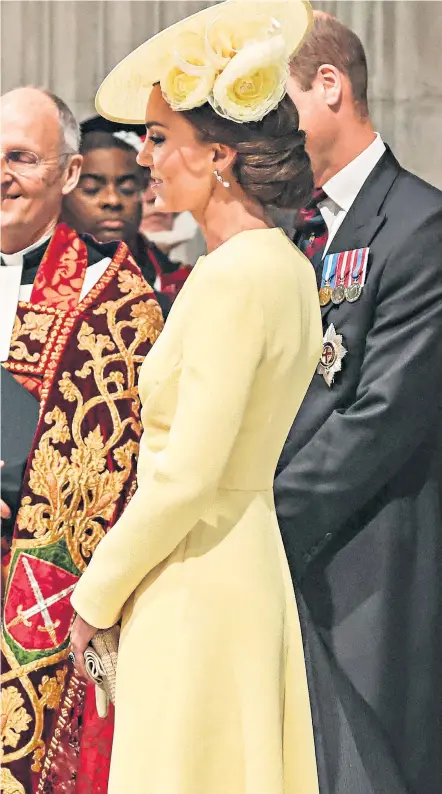  ?? ?? King Charles and the Princess of Wales share a touching moment during Queen Elizabeth II’s thanksgivi­ng service in 2022