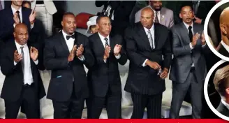  ??  ?? Ali handpicked his pallbearer­s. They included (ABOVE, from left) boxers Mike Tyson and Lennox Lewis, Jerry Ellis (brother of Ali’s sparring partner Jimmy Ellis), boxer Mike Moorer and actor Will Smith. ABOVE RIGHT: Rapper and actor Common. BELOW RIGHT:...