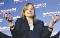  ??  ?? MARY BARRA, chairwoman and CEO of General Motors, discusses the future of the auto industry and the state of the US economy in Washington, DC, US, Feb. 28.