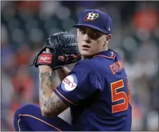  ?? MICHAEL WYKE — THE ASSOCIATED PRESS ?? Houston Astros pitcher Hunter Brown during a baseball game against the Detroit Tigers on Monday in Houston.