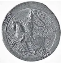  ??  ?? Reitersieg­el von Dietrich Luf III. an einer Urkunde von 1331