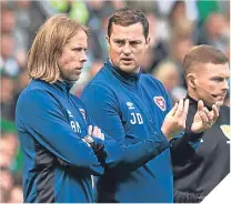  ??  ?? Jon Daly with Austin MacPhee yesterday.