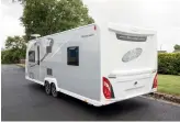  ??  ?? CLOCKWISE FROM LEFT The Barracuda’s clean lines and smart finish provide a feeling of interior space, while the floorplan offers a high degree of privacy. New alloys and graphics mark out the 2018 update. This is a very large twin-axle, so buyers might...