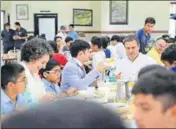  ?? COURTESY: NEWSPOST ?? Congress vicepresid­ent Rahul Gandhi at his alma mater Doon School on Friday with his sister Priyanka Vadra and nephew Raihan. The young Vadra, in his final year at the boarding school, is chairing one of the 14 committees — ‘Lok Sabha’ — at the...