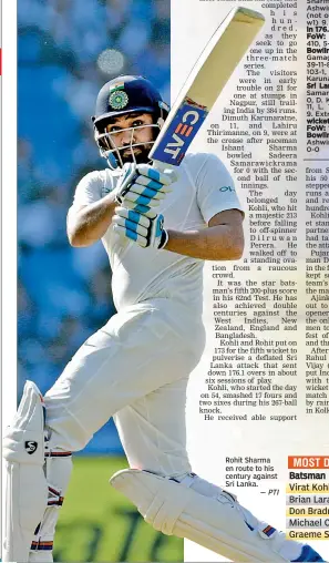  ?? — PTI ?? Rohit Sharma en route to his century against Sri Lanka.