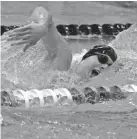  ?? JOE SIENKIEWIC­Z / USA TODAY NETWORK-WISCONSIN ?? Bryan Fitzgerald of West Bend East/West swims in the 500-yard freestyle Saturday.