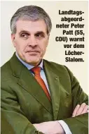  ??  ?? Landtagsab­geordneter PeterPatt (55, CDU) warnt vor dem LöcherSlal­om.
