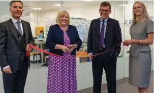  ??  ?? CEREMONY: From left, Andrea Riposati, Jane Hunt MP, Councillor Jonathan Morgan and Gosia Khrais at the official opening of Dante Labs’ new facility