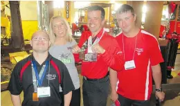  ??  ?? Sobeys supports myriad events, not-for-profits and sporting activities across the country. Pictured at The Sobeys Better Food Fund Charity Golf Classic registrati­on reception held July 19 at Heritage Park are Special Olympians Bill Hurley (basketball),...