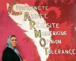  ?? (Photo Patrice Lapoirie) ?? Latifa Ibn Ziaten était au collège Carnot de Grasse ces derniers jours pour rencontrer les élèves.