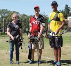  ?? Photo: Danuta Hodgson ?? Rhodes University Archery Club members (left to right) Erin Bradley, Anton-Pierre Swart and Yashin Naidoo were among those who received their Eastern Cape Provincial Colours.