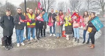  ?? ?? Teachers from St Robert of Newminster Catholic School and Sixth Form College on the picket line.