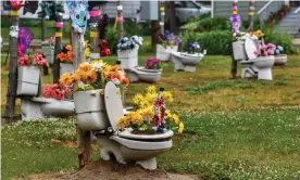  ?? Photograph: Christophe­r Lenney/Watertown Daily Times ?? The toilet gardens on the properties of Hank Robar are once again the subject of legal action from the Potsdam Village board of trustees.