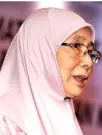  ??  ?? Datuk Seri Dr Wan Azizah Wan Ismail