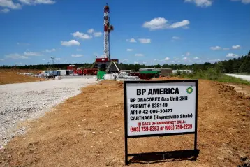  ??  ?? The BP America BP Dracorex Gas Unit well site is pictured in Lufkin, Texas. The shale business turned a profit for the first time in 2017, BP said, although the company declined to disclose the figure. — Reuters photo